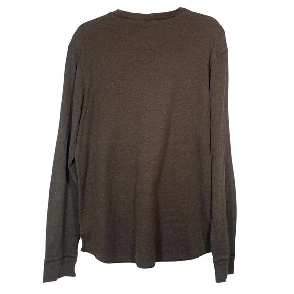Gap Men's Long Sleeve Waffle‎ Knit Crew Neck Shirt Sz L Woodsy Brown Classic Tee - Picture 3 of 8